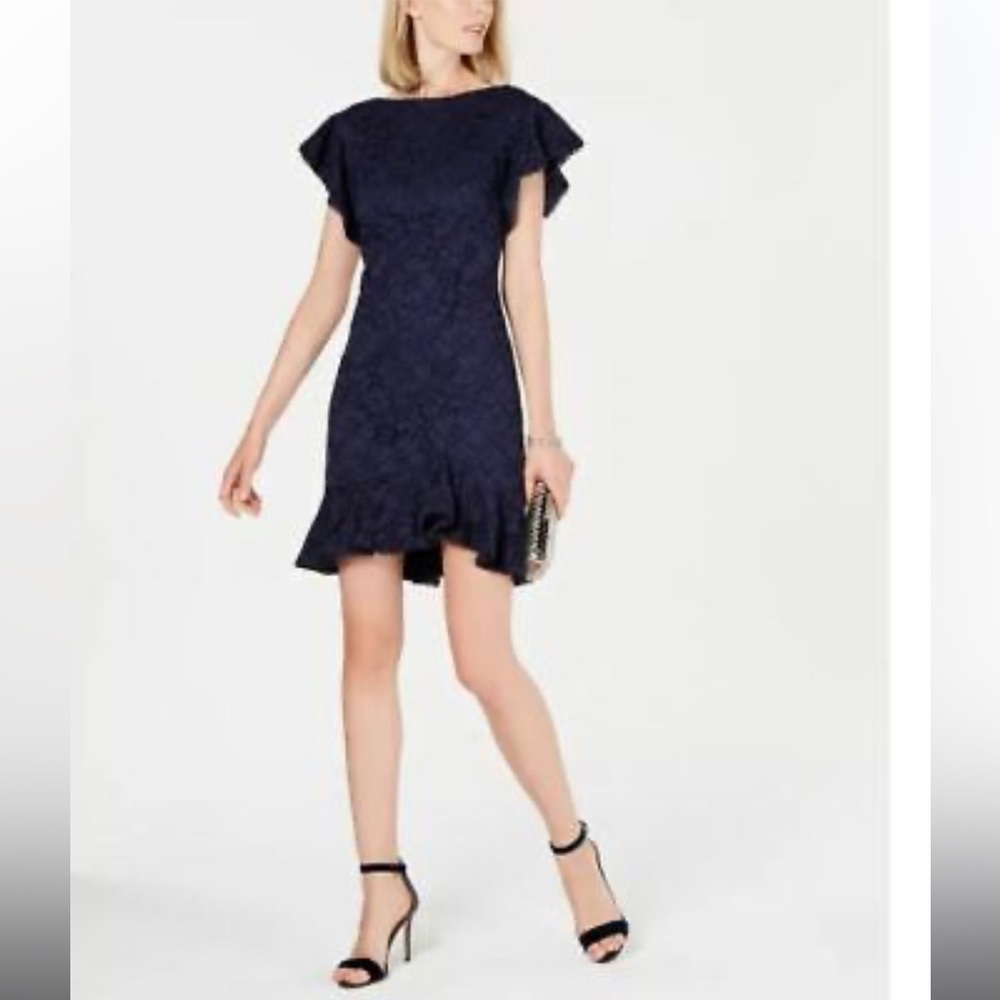 Vince Camuto Lace Flounce-Hem Dress